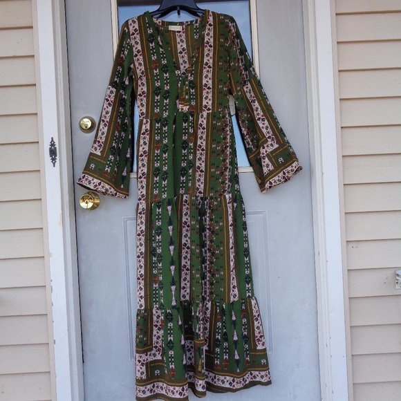 Relisted Altar’d State boho bell sleeve print long dress cottagecore size S - Picture 3 of 15